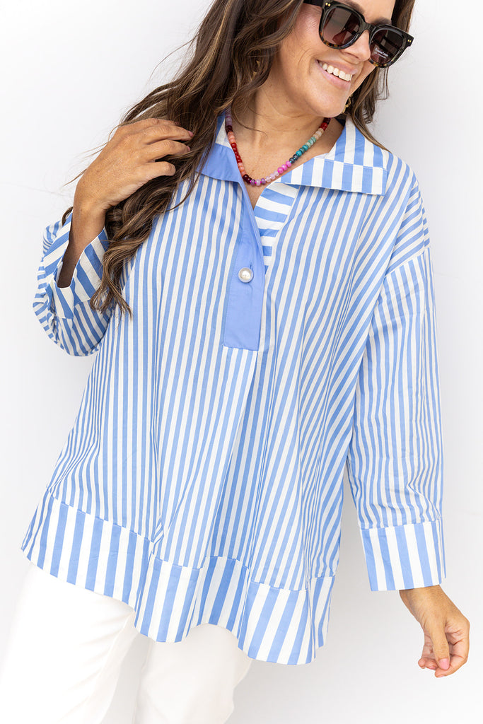 Don't Give Up On Me Top - Blue