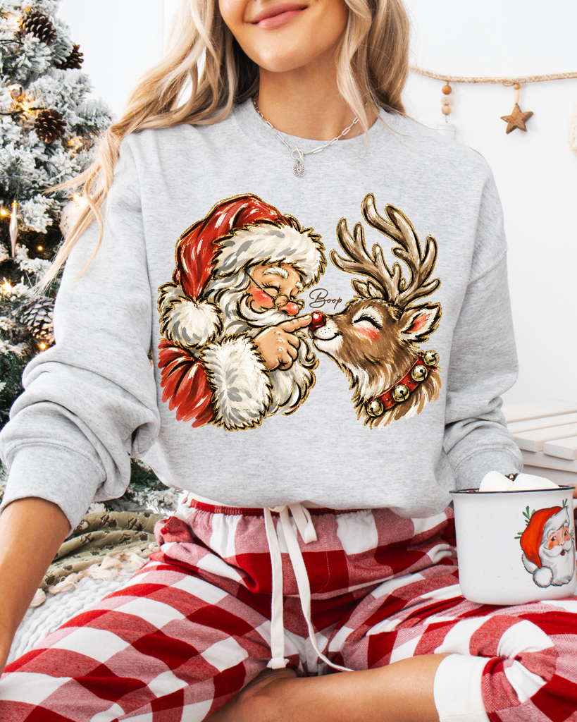 Santa & Reindeer Boop - Ash Grey Sweatshirt