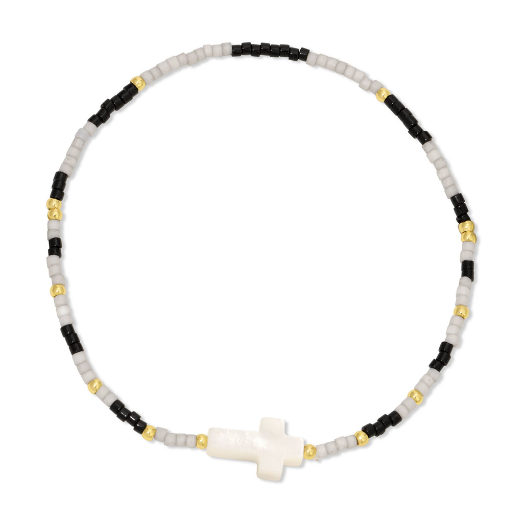 Miyuki Delica Stretch Bracelet w/ Cross Accent
