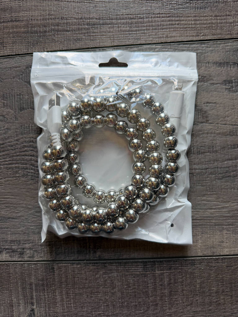 Beaded Phone Charger with Lightning & USB-C Cable: Greens