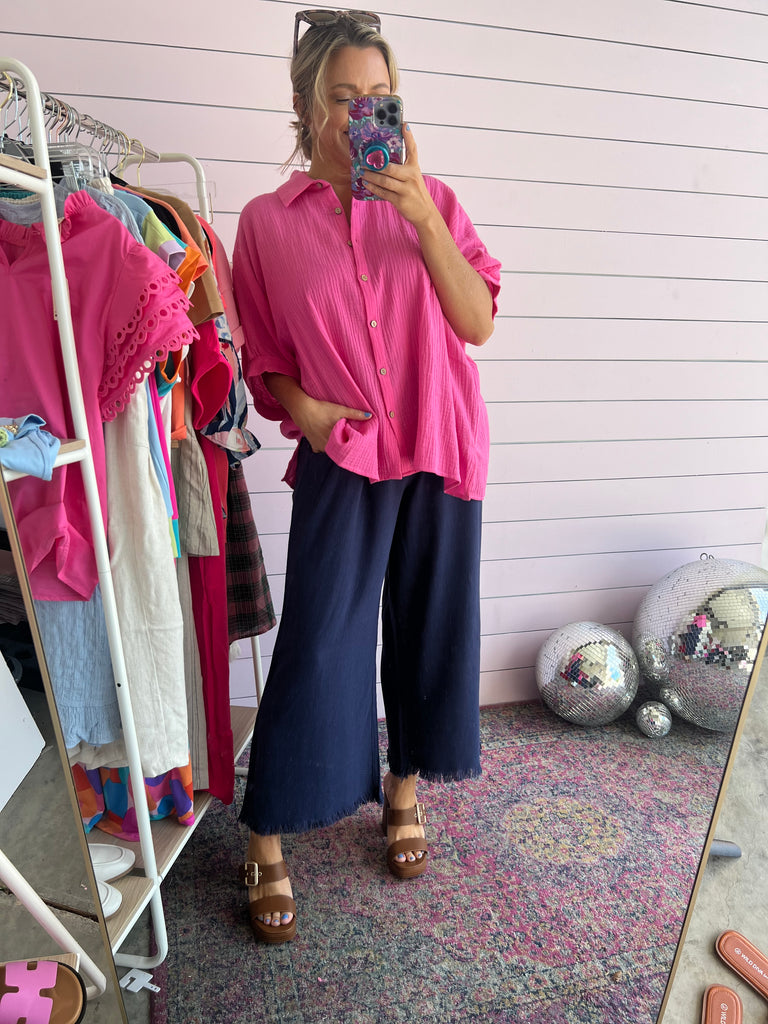 Just Relax Cropped Pants - Navy