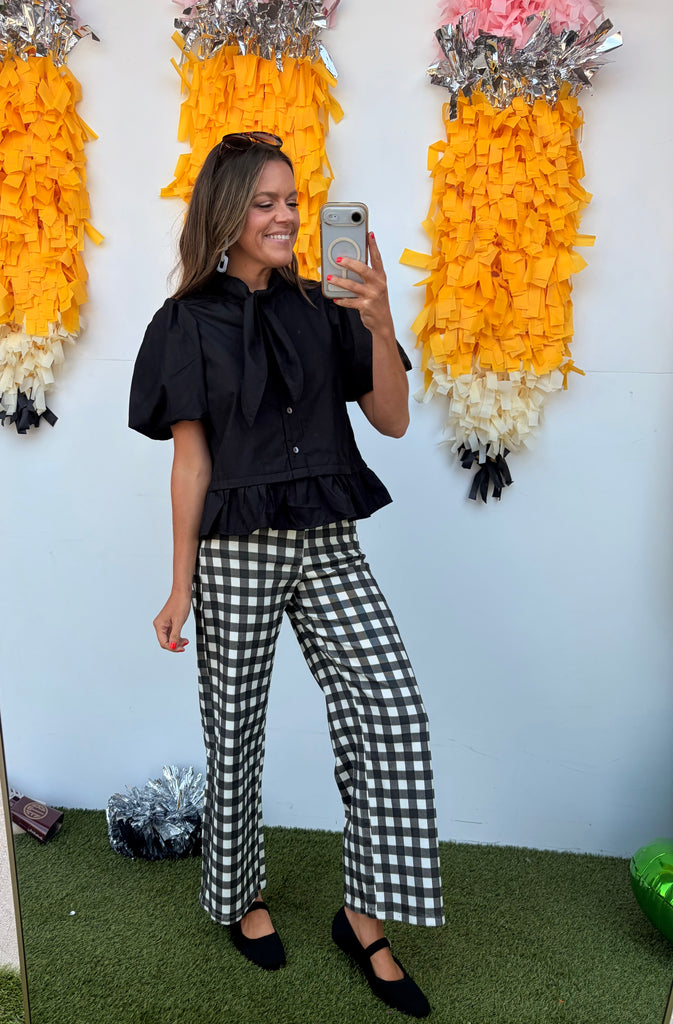 I See You Gingham Pants - Black