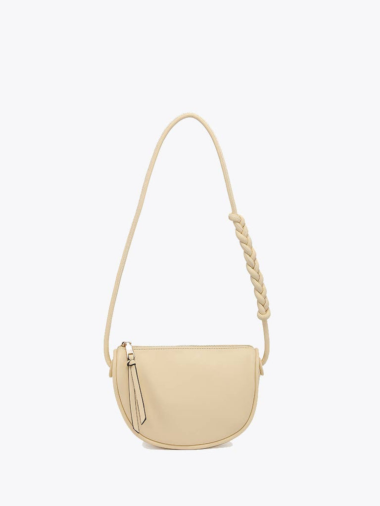 Annaka Half-Moon Shoulder Bag w/ Knotted Strap: Sherbet