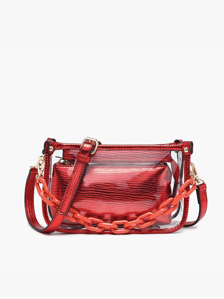 Jessica Clear Crossbody w/ Chain: Powder Blue