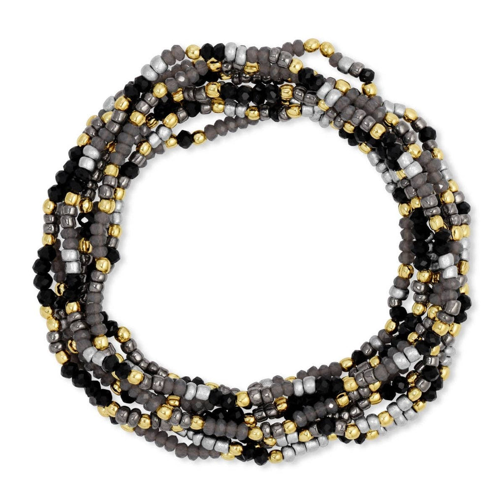Assorted Winter Wonderland Stretch Seed Bead Bracelets: Black