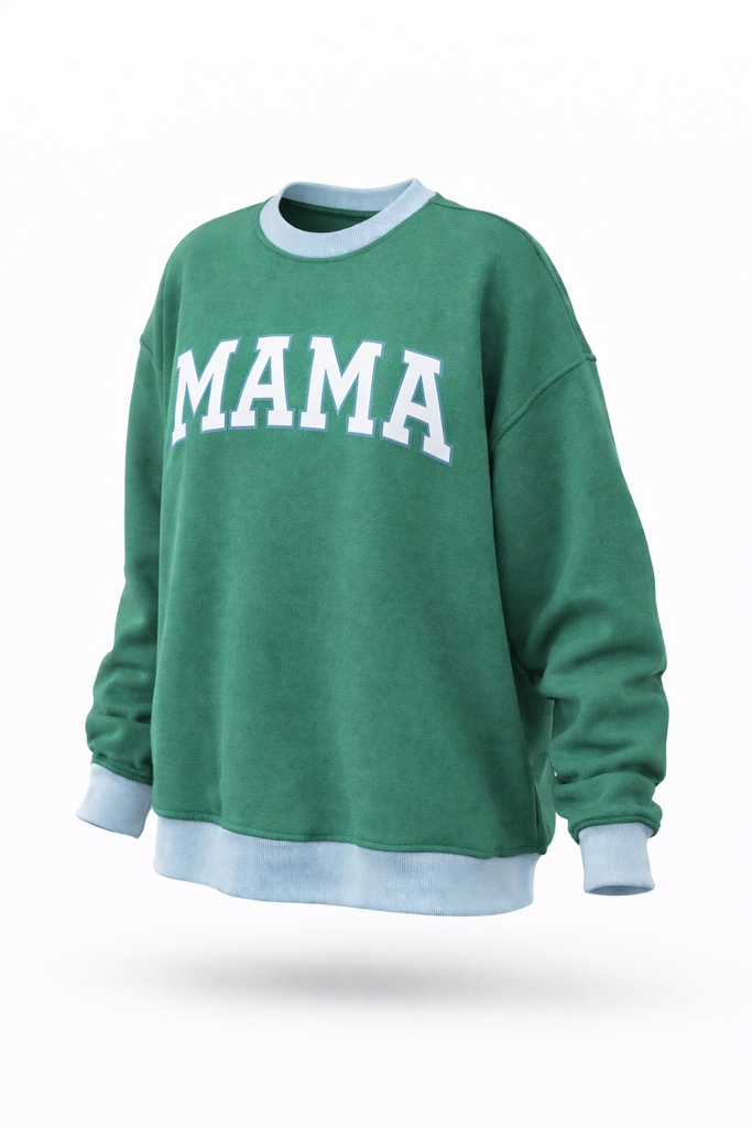 MAMA two tone Mock Neck Sweatshirt