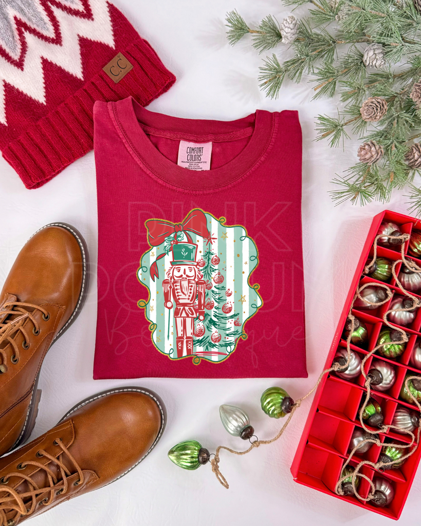 Striped Nutcracker Comfort Colors Tshirt - Long Sleeve