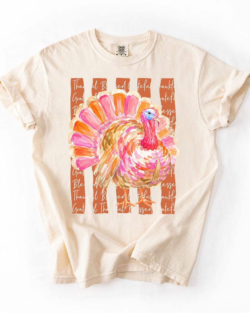 Fancy Turkey W/Thankful Stripes Tshirt