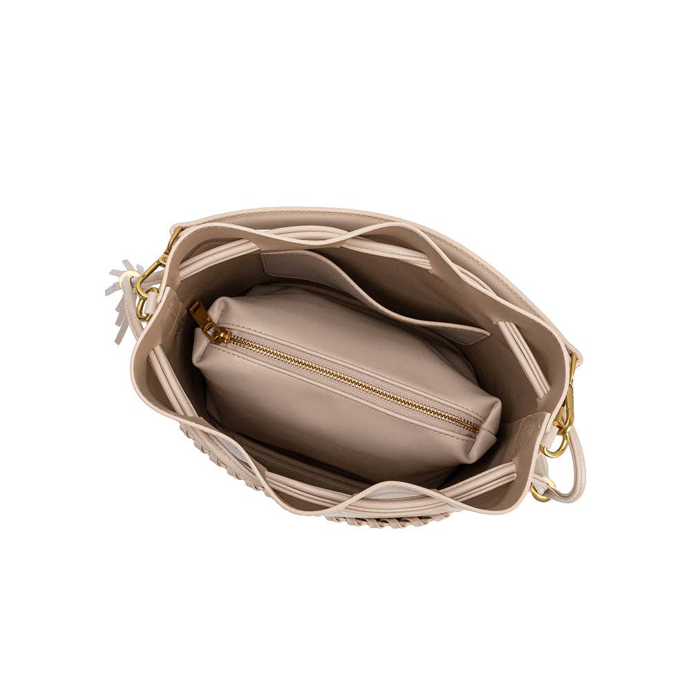 Janae Recycled Vegan Leather Top Handle Bag- Bone