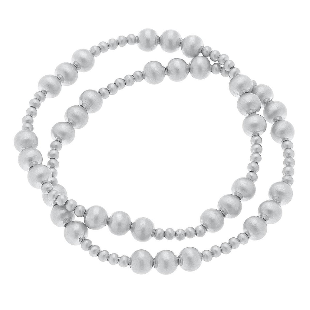 Kimber Ball Bead Stretch Bracelets (Set of 2): Satin Gold