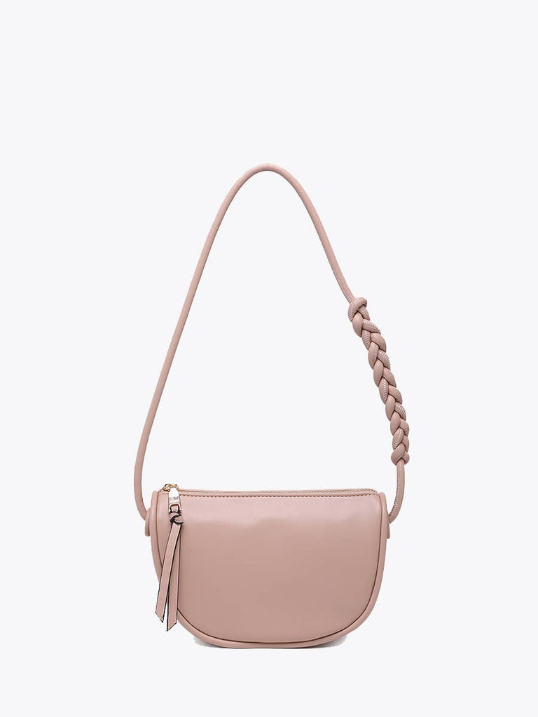 Annaka Half-Moon Shoulder Bag w/ Knotted Strap: Sherbet