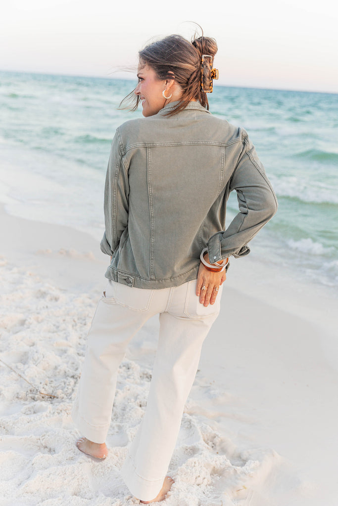 Olive Stone Washed Jacket