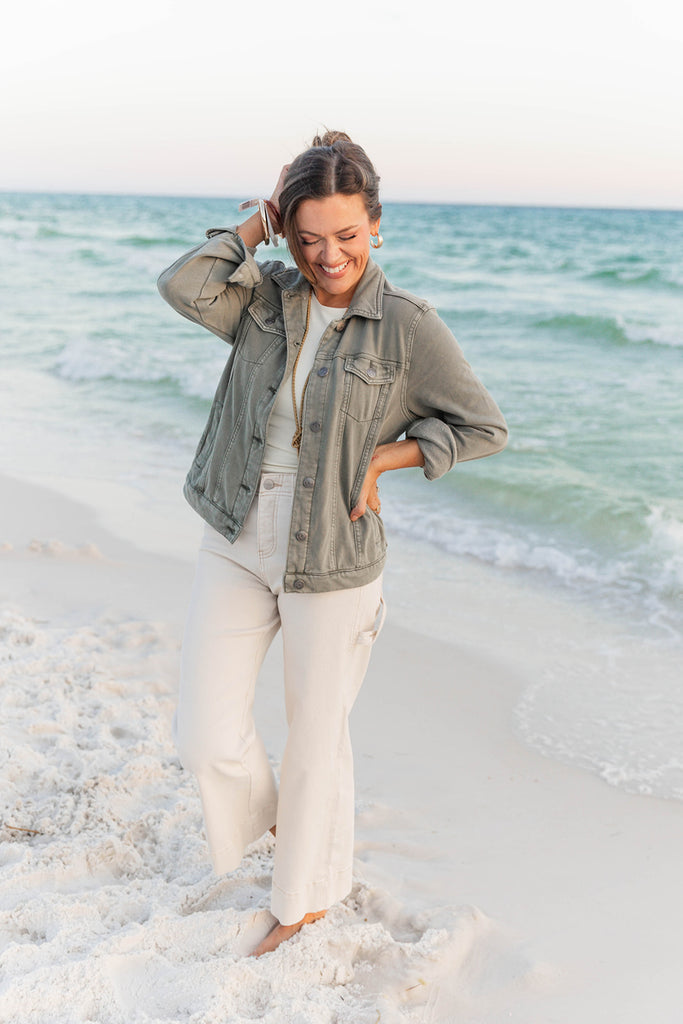 Olive Stone Washed Jacket