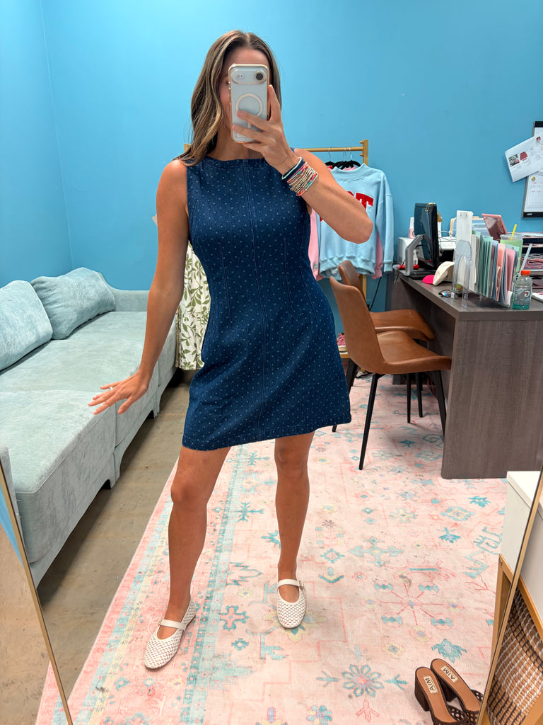 Daisy Dot Denim Dress - Denim