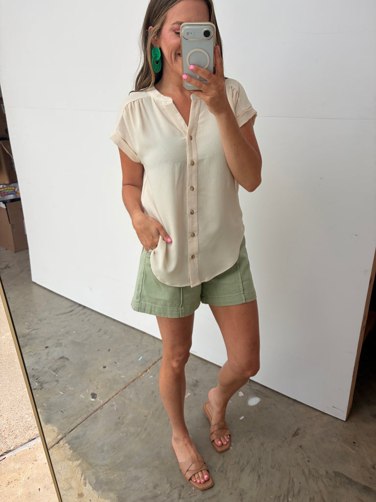 Bound for the Beach Blouse - Khaki