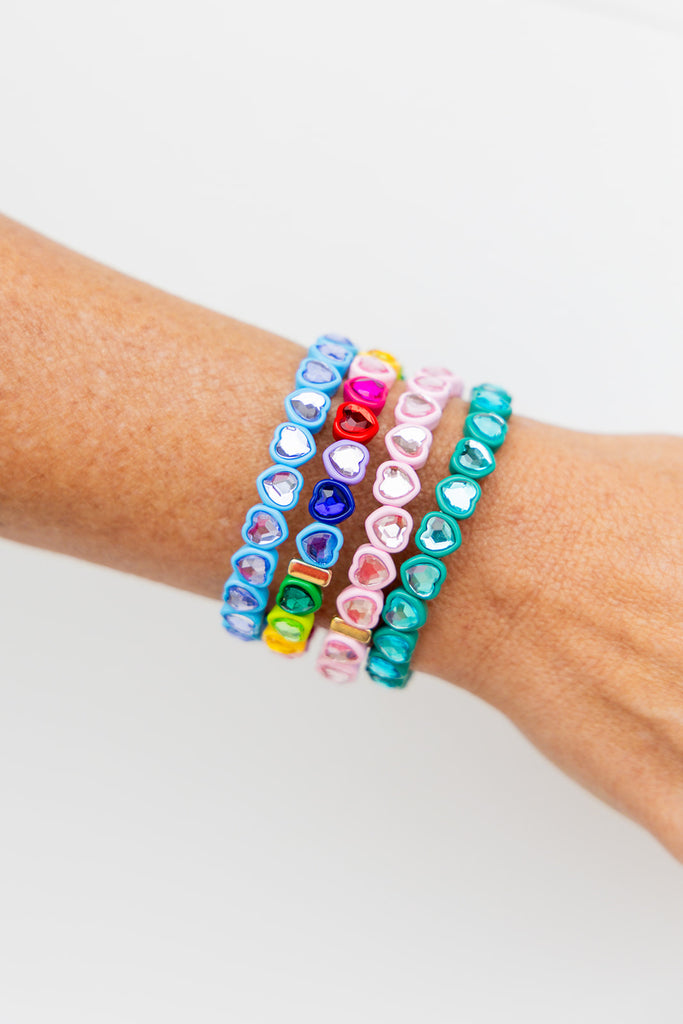 Heart Enamel Rhinestone Bracelet