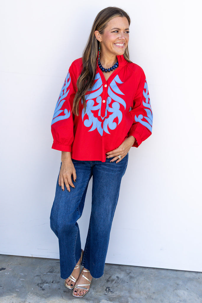 Gameday Grandeur Top - Red Blue
