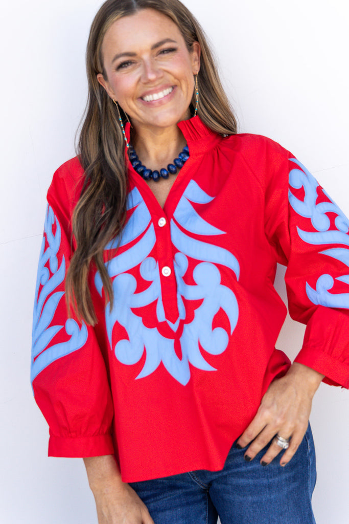 Gameday Grandeur Top - Red Blue