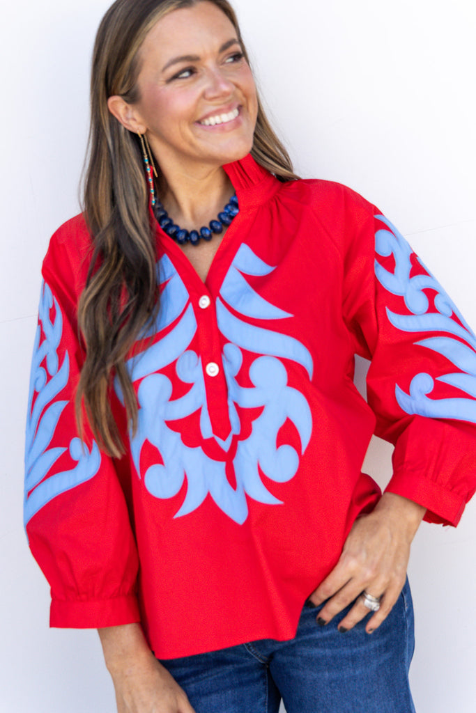 Gameday Grandeur Top - Red Blue