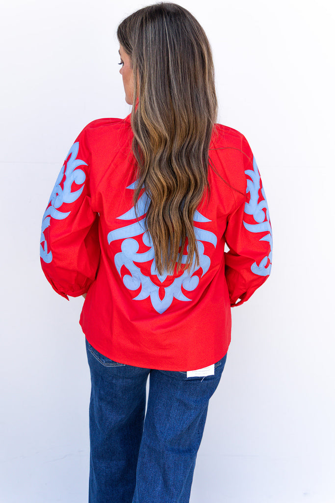 Gameday Grandeur Top - Red Blue