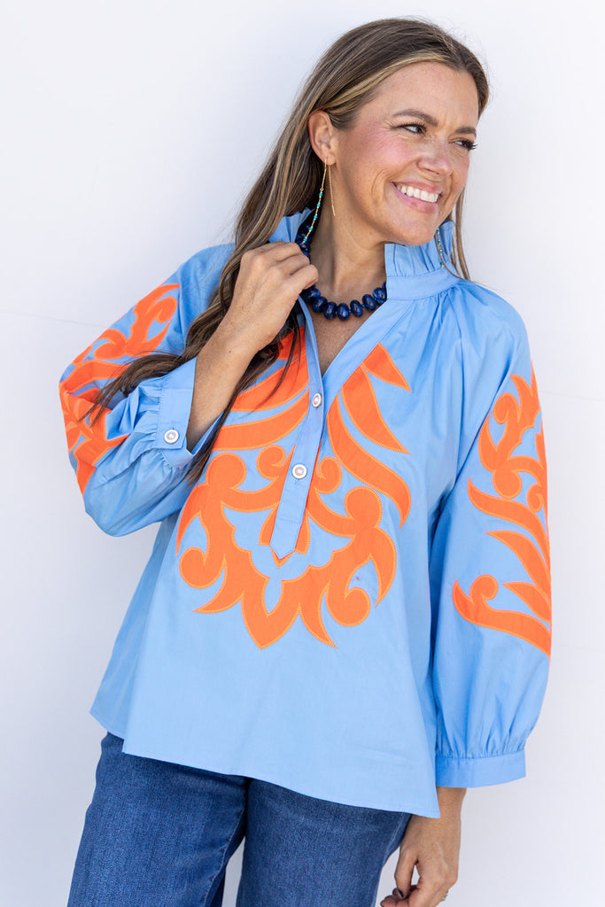Gameday Grandeur Top - Blue Orange