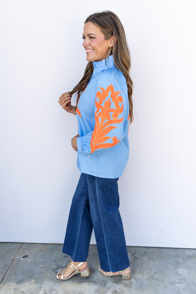 Gameday Grandeur Top - Blue Orange