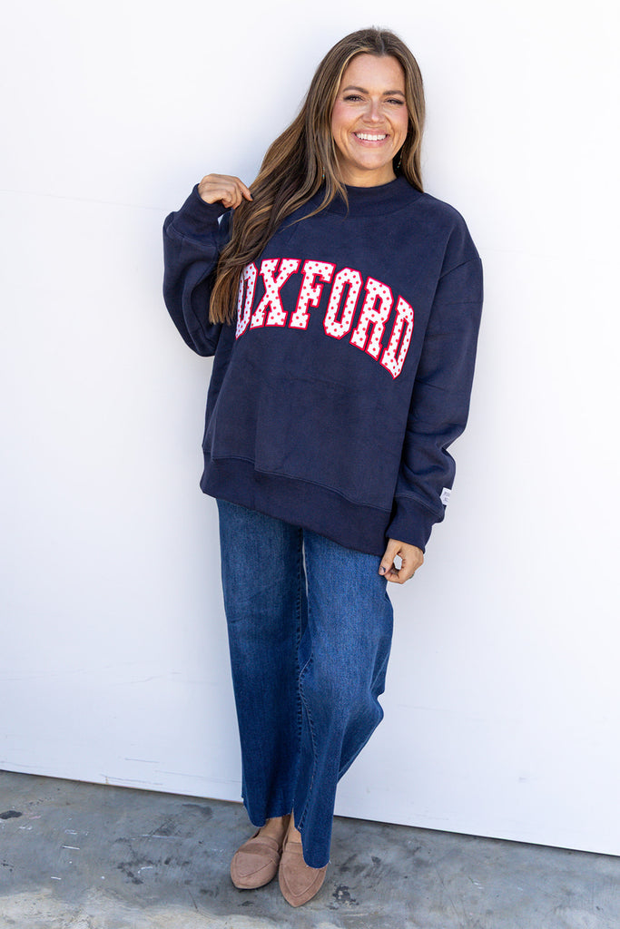 Polka Dot Mockneck sweatshirt - Navy PRE ORDER