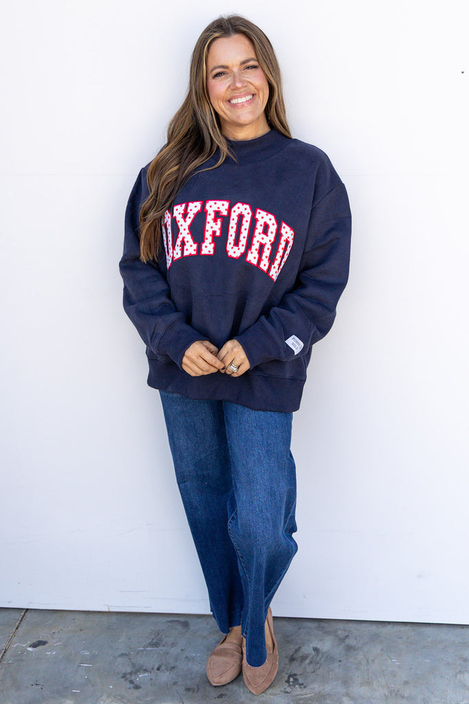 Polka Dot Mockneck sweatshirt - Navy PRE ORDER