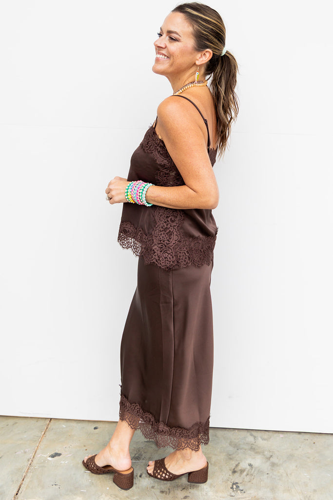 The Carrie Midi Skirt - Brown