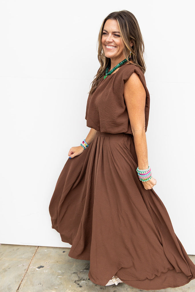 The Rowan Maxi Skirt - Brown