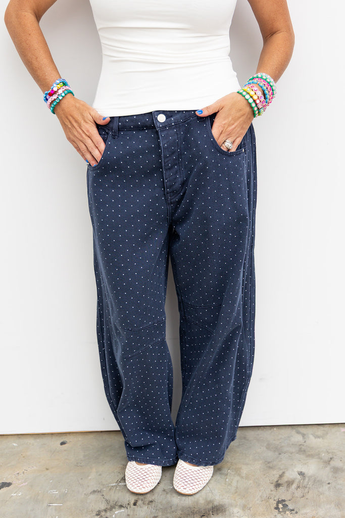 Vintage Dot Trousers - Navy