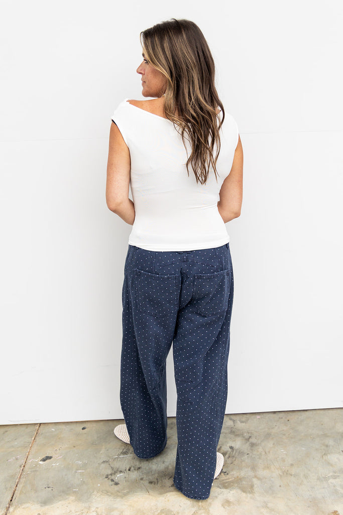 Vintage Dot Trousers - Navy