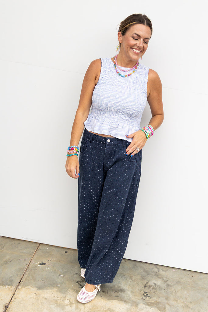 Vintage Dot Trousers - Navy