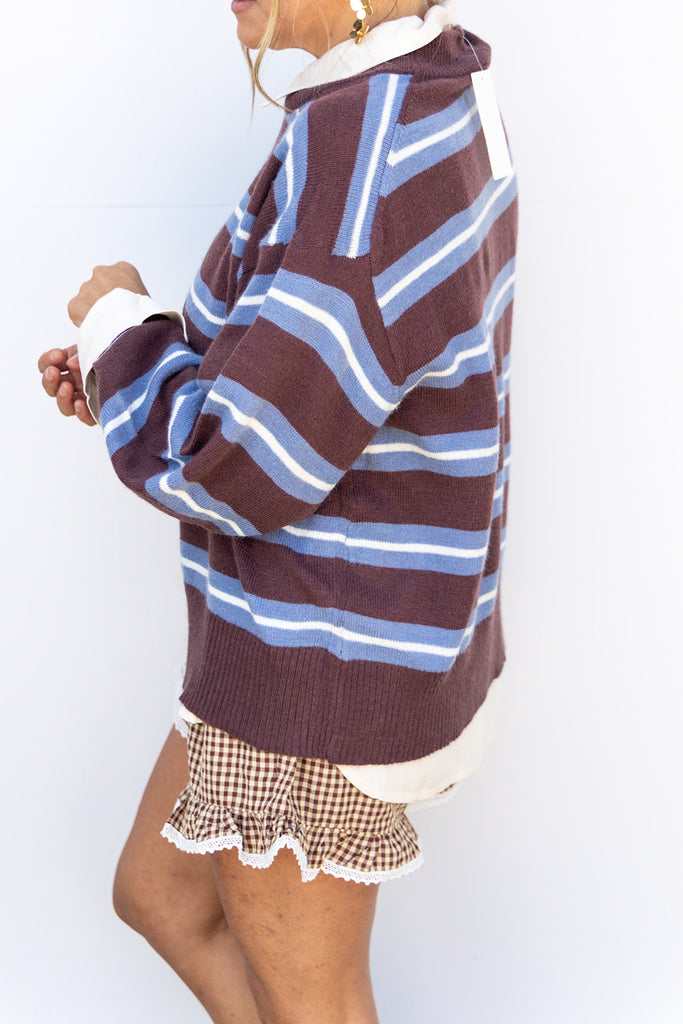 Cool Night Bonfire Sweater - Brown Multi