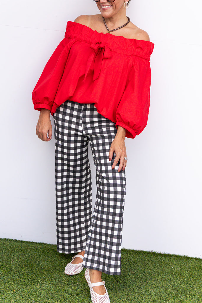 Callin The Rebs Blouse - Red