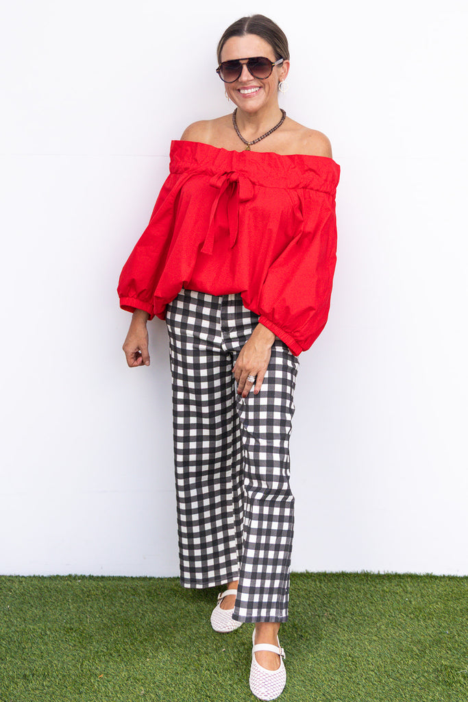 Callin The Rebs Blouse - Red