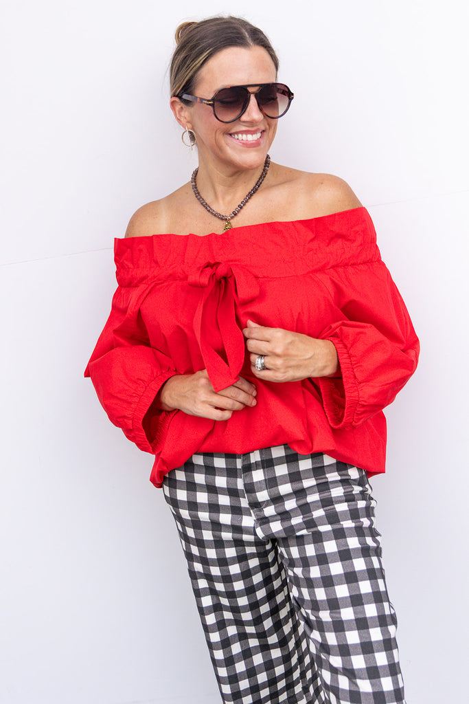 Callin The Rebs Blouse - Red