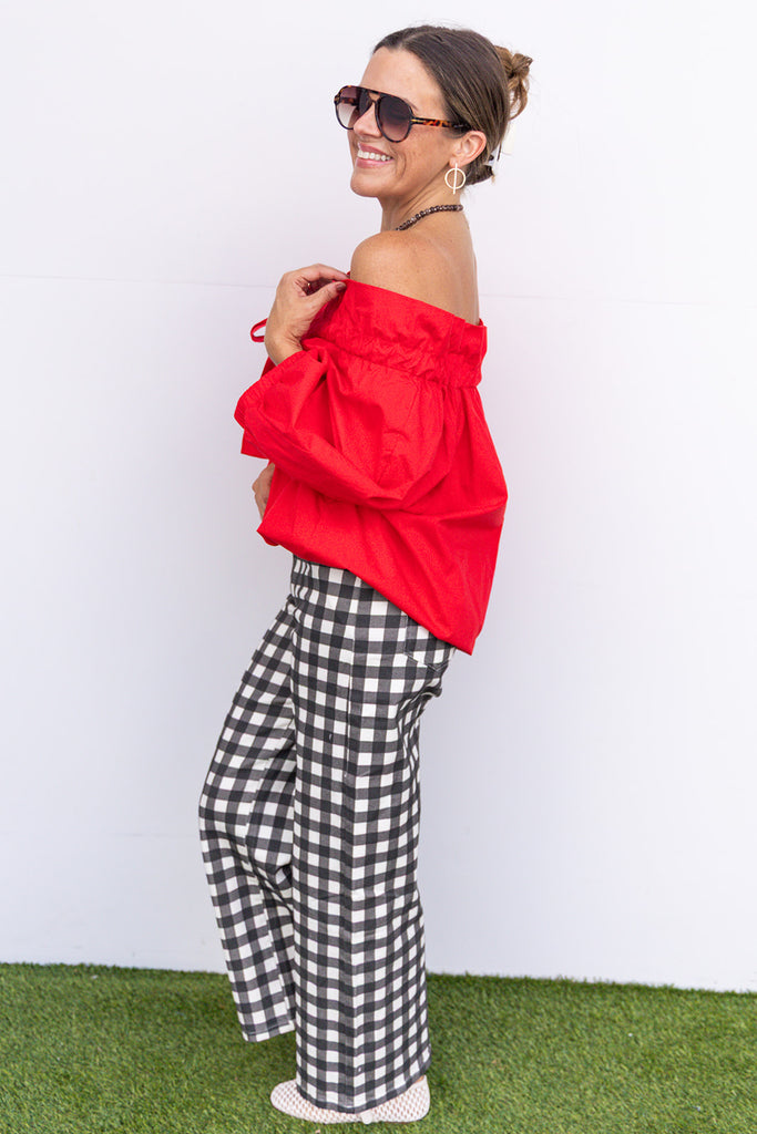 Callin The Rebs Blouse - Red