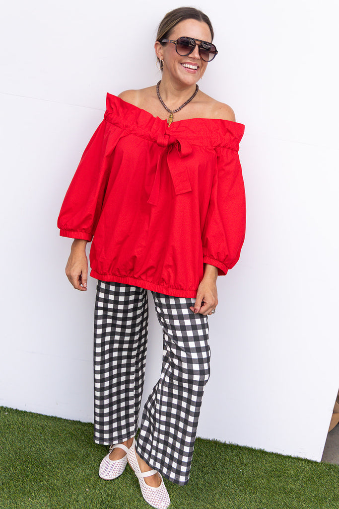 Callin The Rebs Blouse - Red