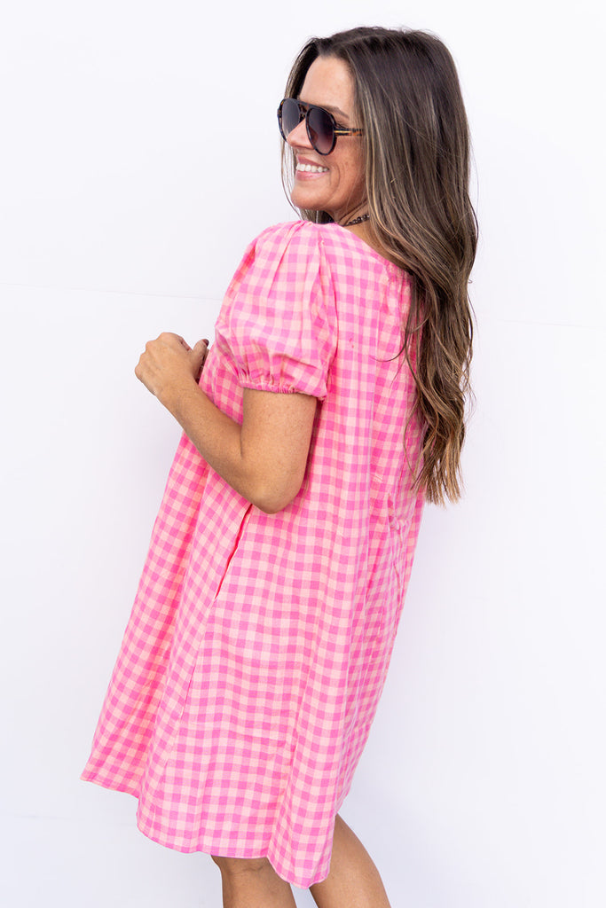 Come On Barbie Gingham Dress - Blush/ Pink