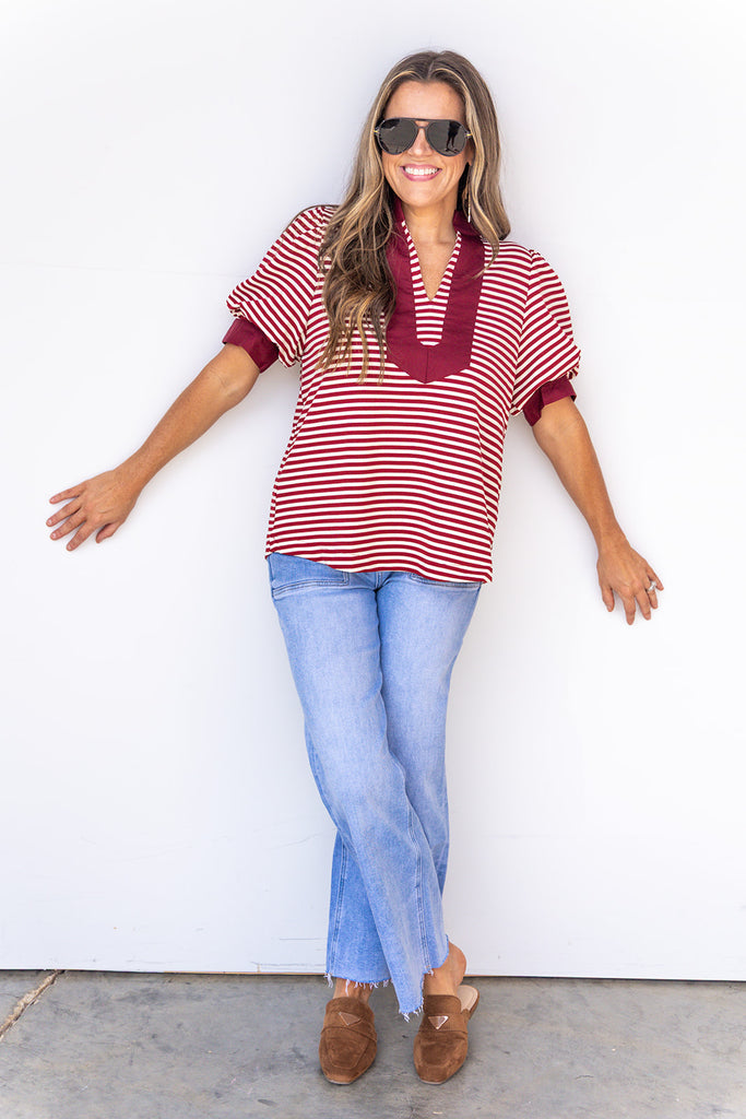 I Walk The Line Top - Burgundy