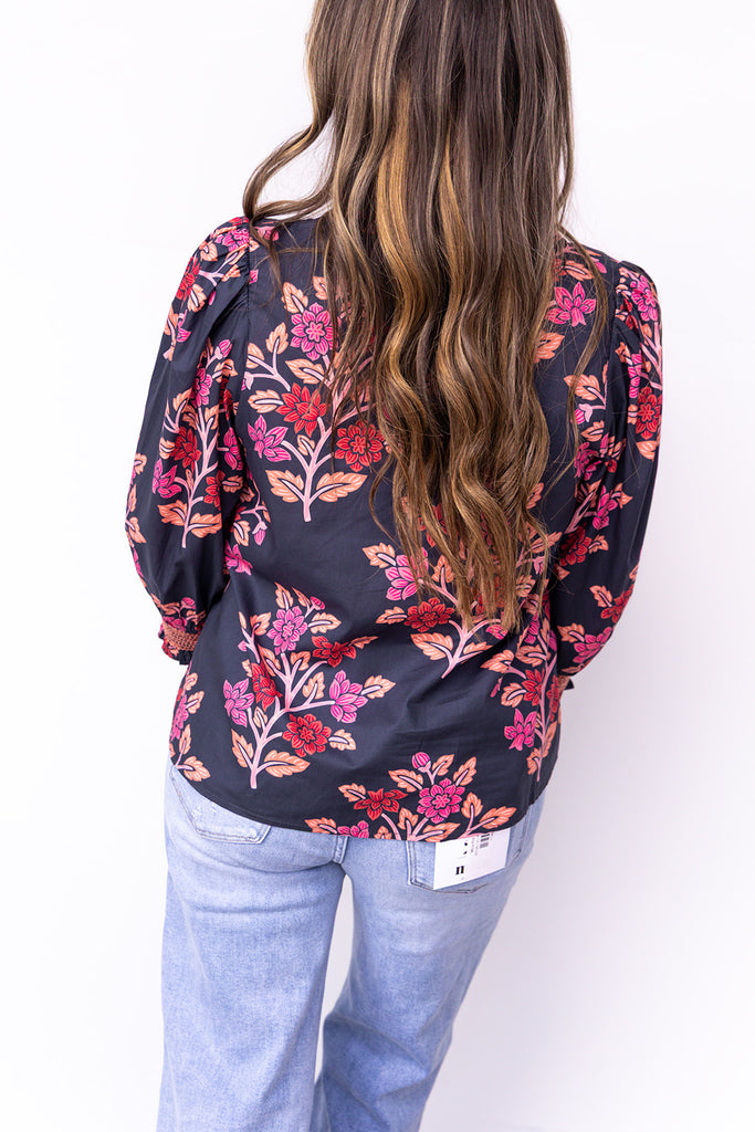 Enchanted Florals Top - Navy