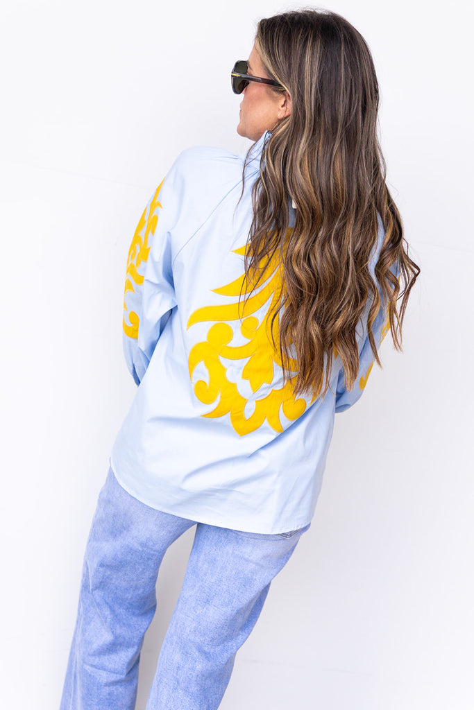 Gameday Grandeur Top -Blue/Yellow