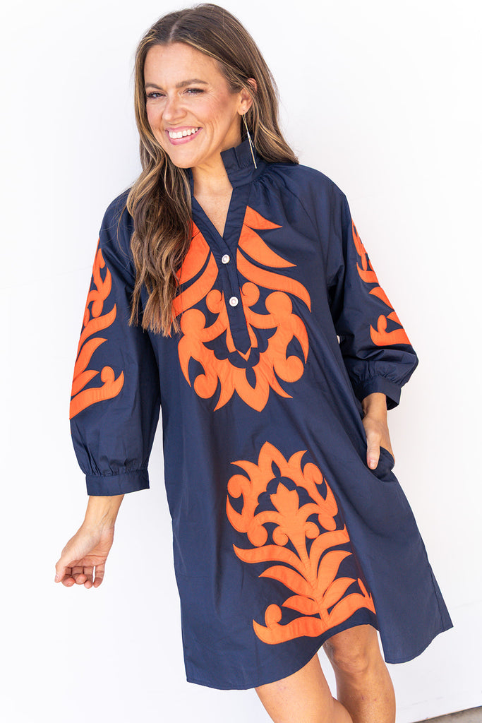 Gameday Grandeur Dress -Navy
