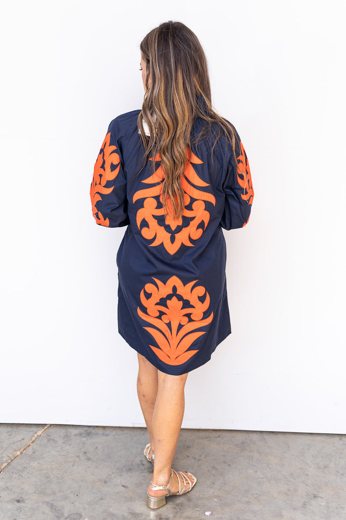 Gameday Grandeur Dress -Navy