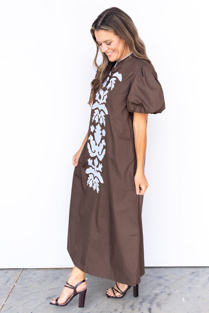 Falling Into Autumn Dress - Brown
