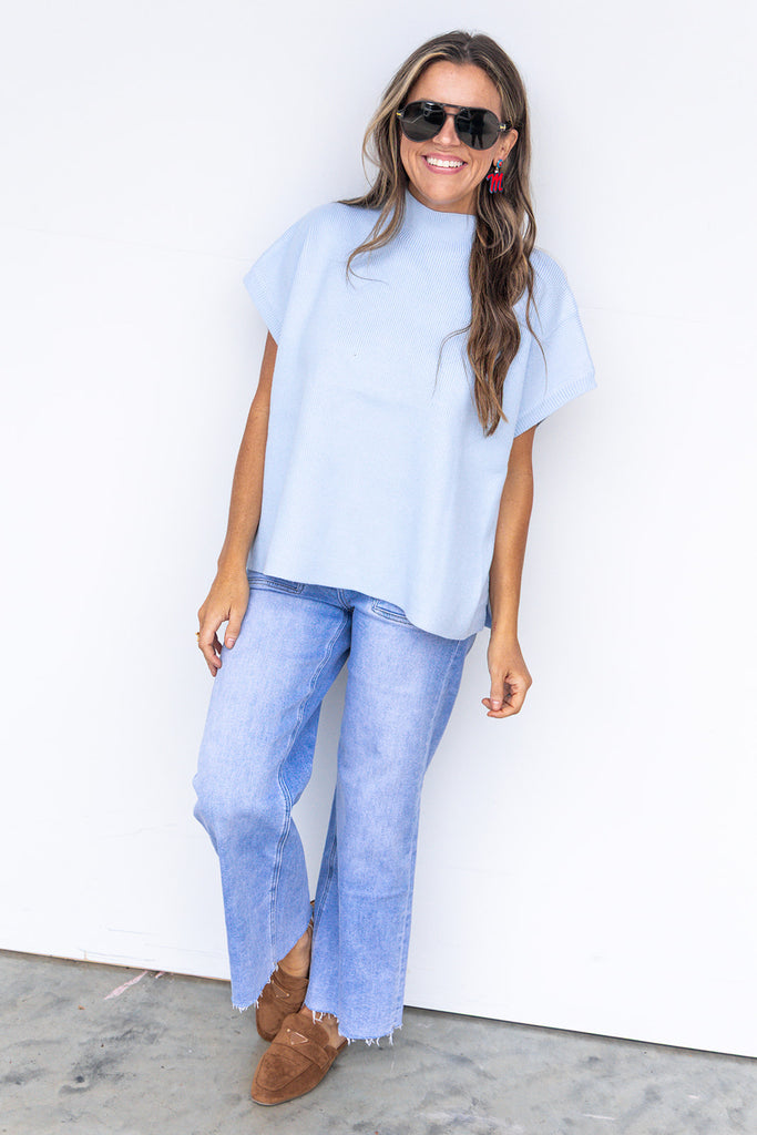 Cafe' Luxe Sweater - Sky Blue