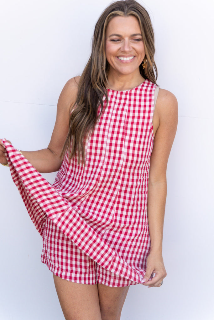 Check Yes Romper Dres - Red