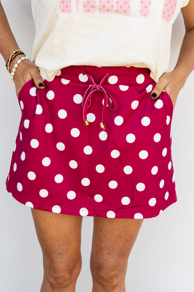 Casual Gamedays Skort - Burgundy Polka Dot