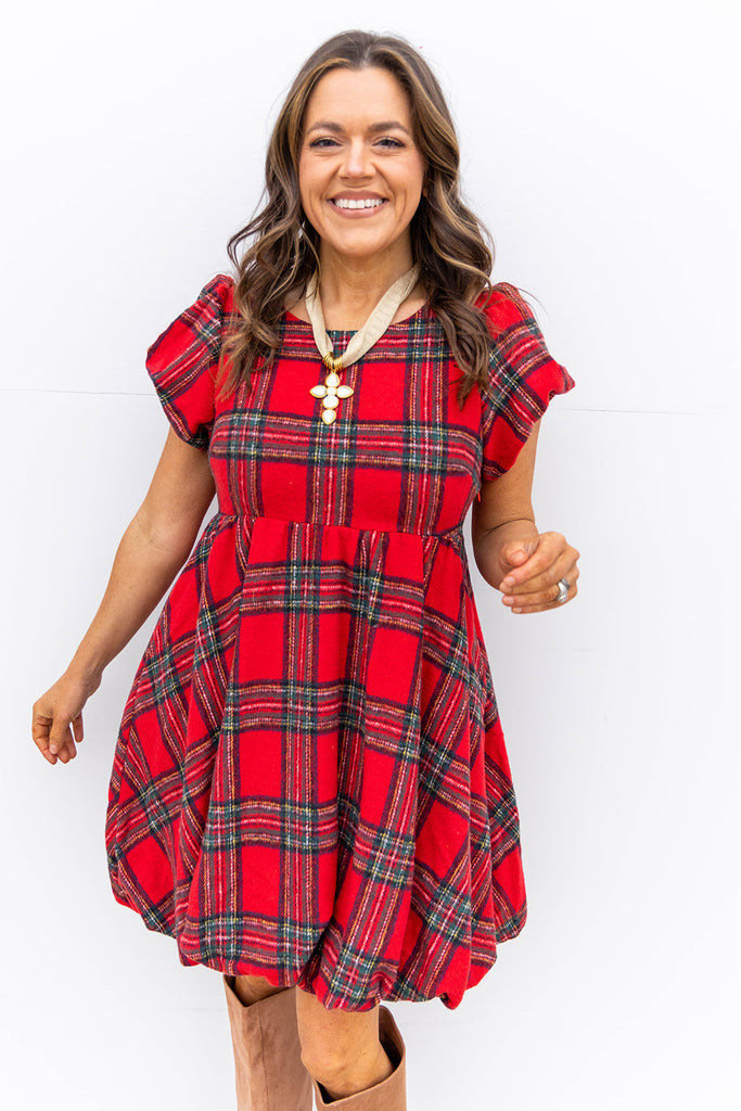 Plaid Perfection Dress - Red Multi